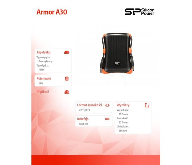 Silicon Power Armor A30 2TB USB 3.2 Gen. 1 Czarny - 220508 - zdjęcie 8